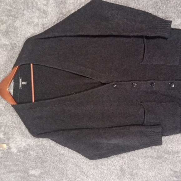 Eileen Fisher Shaggy Long Sleeve Button Cardigan Black Womens Xl - Picture 2 of 11
